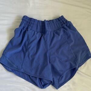 Blue Lululemon Hotty Hot Shorts HR 4 inch inseam